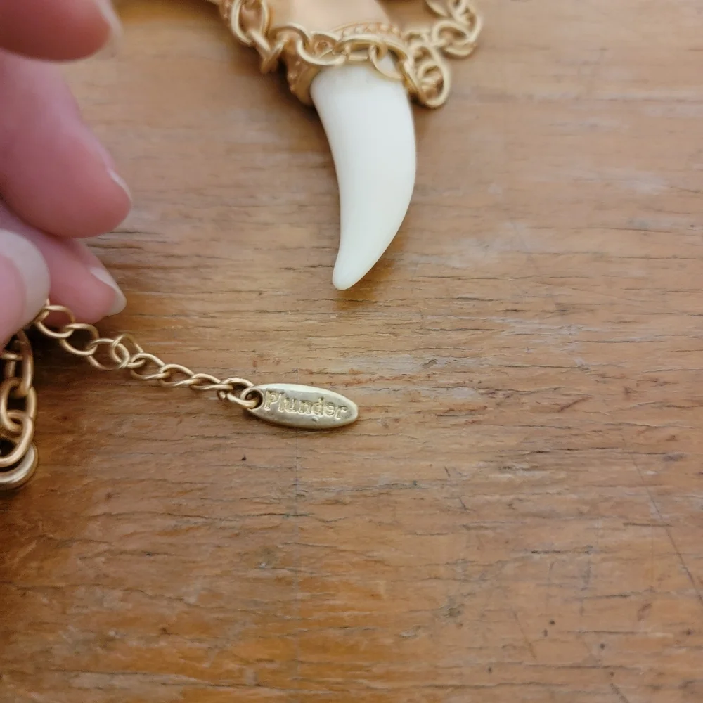 Plunder Blakely Gold Long Chain‎ Horn Necklace Comes With Box